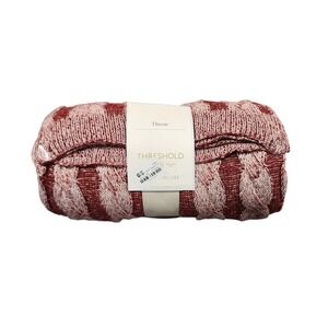 Threshold with Studio McGee Burgundy and Cream Cable Knit Throw Blanket 50x60